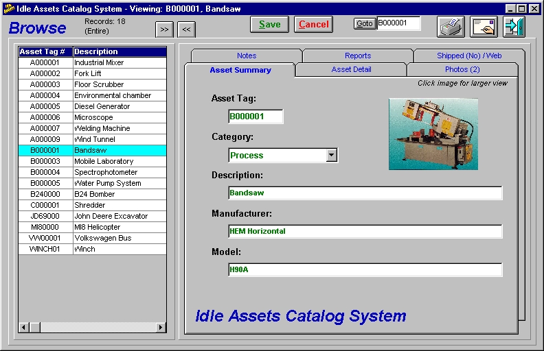 Idle Assets Catalog System